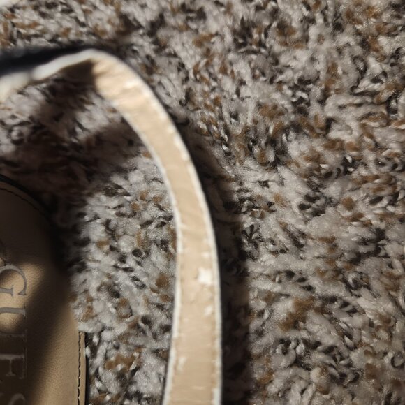 GUESS BRAND Black Patent Leather Peep Toe Stiletto Ankle Strap  sz 8.5 - Picture 7 of 13